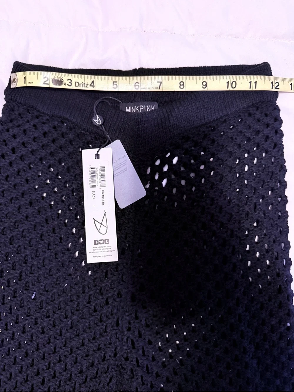 MINKPINK ‘Gayla’ Black Crochet Knit Top and Pants Set - Picture 7 of 8